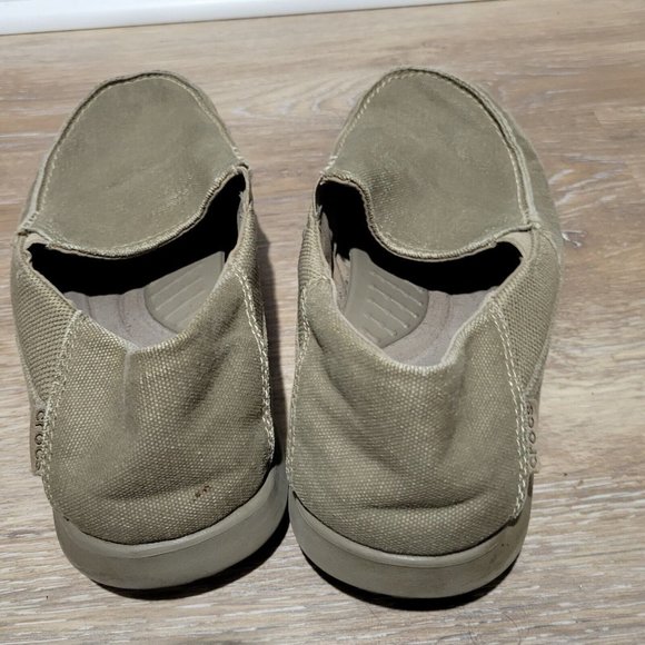 Crocs Santa Cruz Loafers 2 Luxe Slip On Shoes  Canvas Khaki 202056 Mens Size 9 - Picture 4 of 6